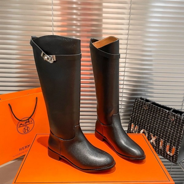 Hermes エルメスブランド ブーツ ロングブーツ レディース ロング丈 サイドファスナー 太ヒール 225¬250cm ブラウン 黒 イェロー ニーハイブーツ 歩きやすい 疲れにくい 美脚