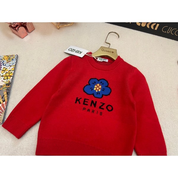 Kenzo ケンゾー ブランドキッズ ニットセーター 男の子 女の子 クルーネック 長袖 丸首 綿 80¬140cm 春秋冬 ジャガード シンプル 子供服 通学 ボーイズ ガールズ 下着 インナー 防寒