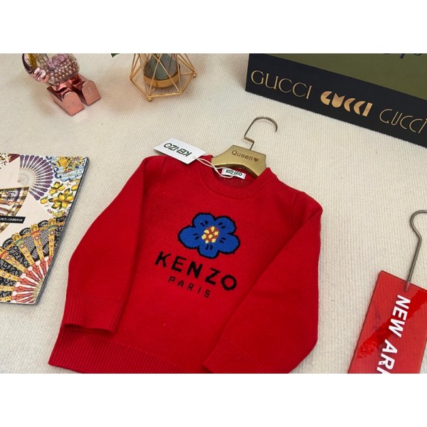 Kenzo ケンゾー ブランドキッズ ニットセーター 男の子 女の子 クルーネック 長袖 丸首 綿 80¬140cm 春秋冬 ジャガード シンプル 子供服 通学 ボーイズ ガールズ 下着 インナー 防寒