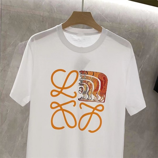 Loewe ブランド 綿Tシャツ 上着 ブラウス 柔らかい 着心良い ロエベ メンズ 丸首シャツ 伸縮性 ファッション 衣装 大人気 ロゴ プリント 高品質 おしゃれ トレーナーシャツ 大きいサイズ XS~5XL