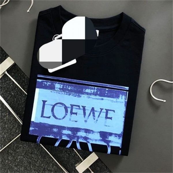 ロエベ tシャツ半袖 メンズ ブランド Loewe 洋服 コットン製 上着 柔らかい トップス カジュアル 着心地よい ファッション 男女兼用 かっこいい 大きいサイズ プリント柄Tシャツ