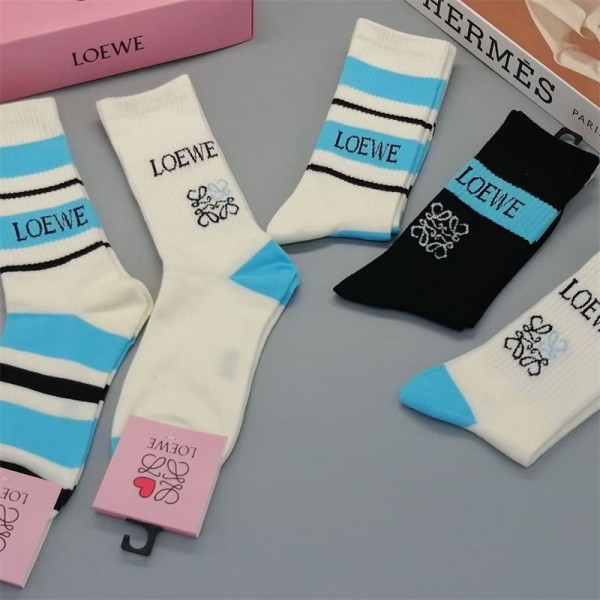 LOEWE ロエベコットン 靴下 メンズ 通気性浅口ソックス 女の子好き 韓国上質な コットン ソックス くつしたブランドソックス 男女兼用 ファッション