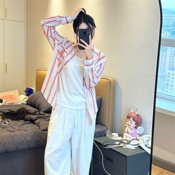 ロエベ シャツ レディース 長袖 カジュアル LOEWE ブランドブラウス ゆったり  ストライプ 長め カジュアルシャツ トップス 流行り S- 2xl ワイシャツ オールシーズン ホワイト 春 夏 秋 シンプル