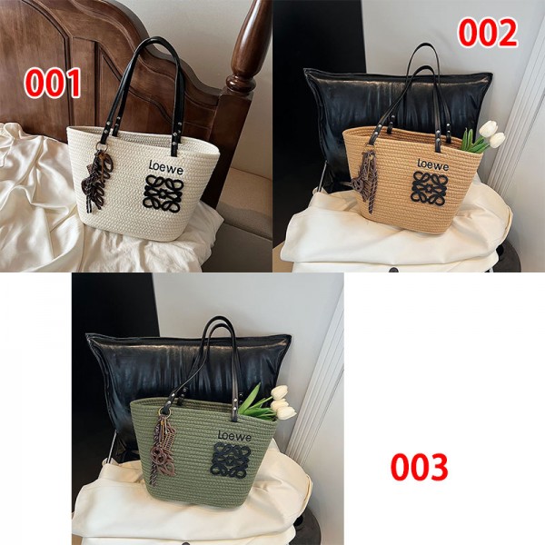 LOEWE ロエベ肩掛けバッグブランドトートバッグ レディース 編みトートバッグ 編みバッグ 通学 通勤 軽量 夏向け ショルダーバッグ おしゃれ 可愛い 大容量 シンプル 裏地付き カジュアル 