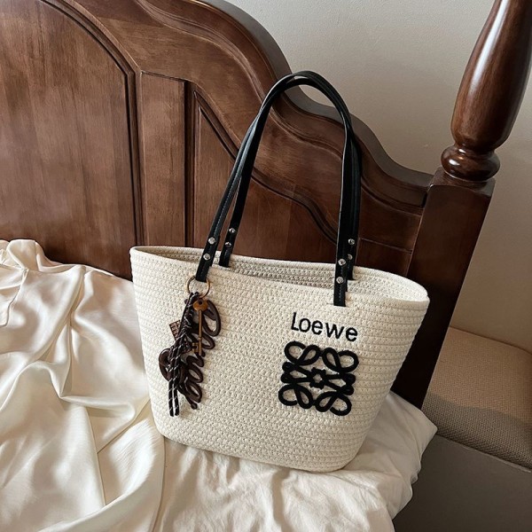 LOEWE ロエベ肩掛けバッグブランドトートバッグ レディース 編みトートバッグ 編みバッグ 通学 通勤 軽量 夏向け ショルダーバッグ おしゃれ 可愛い 大容量 シンプル 裏地付き カジュアル 