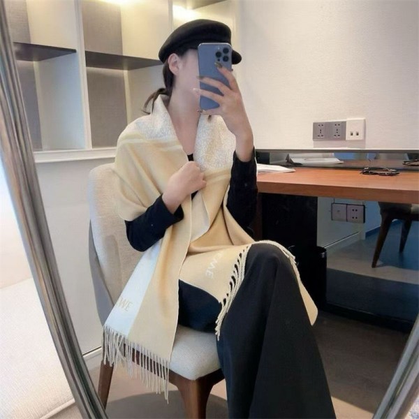 LOEWE ロエベメンズ 大判ショール 暖かいブランドパロディ ストール 激安ファッション ふさ飾り 男女兼用 ギフト肌に優しい ブランドショール