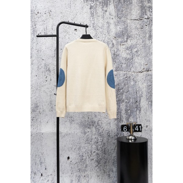 LOEWE ロエベハイブランドニットセーター ケーブルニット ケーブル編み Uネック クルーネック カジュアル 秋 冬 厚手 ペア お揃い S M L ユニセックス シンプル 大人 紳士 着回し ゆったり 大きめ