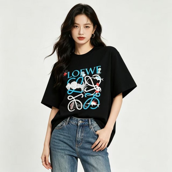 LOEWE ロエベブランドtシャツ 上着 カジュアル 韓国 短袖 tシャツブランドペア揃い服 コピー 激安屋tシャツ ユニセック ブランドS-3XL