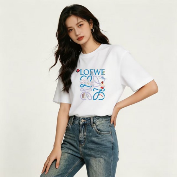 LOEWE ロエベブランドtシャツ 上着 カジュアル 韓国 短袖 tシャツブランドペア揃い服 コピー 激安屋tシャツ ユニセック ブランドS-3XL