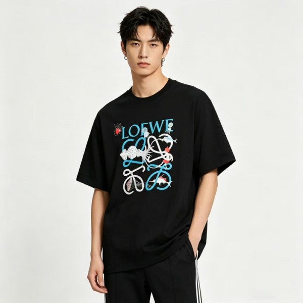 LOEWE ロエベブランドtシャツ 上着 カジュアル 韓国 短袖 tシャツブランドペア揃い服 コピー 激安屋tシャツ ユニセック ブランドS-3XL