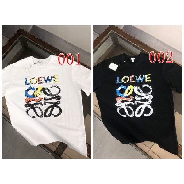 LOEWE ロエベハイブランド半袖tシャツ男女兼用ブランドペア揃いtシャツ高品質Tシャツカットソーペアカップル大人の上質Tシャツ S-5XL