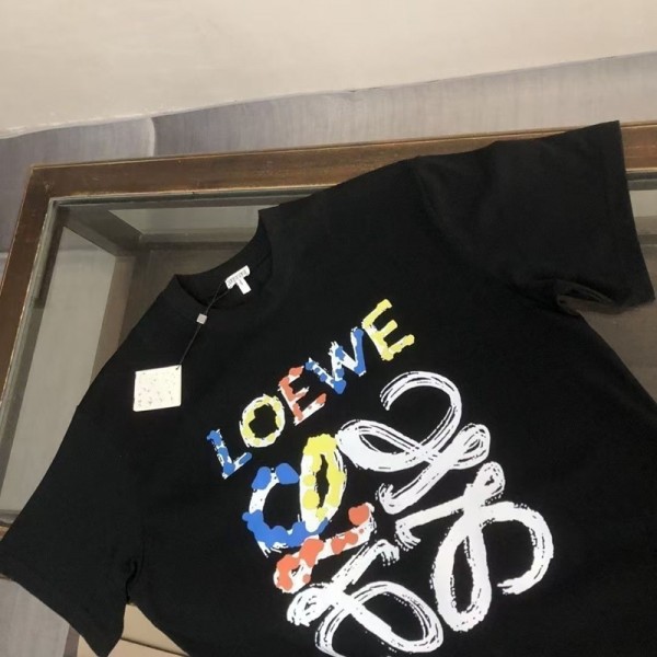 LOEWE ロエベハイブランド半袖tシャツ男女兼用ブランドペア揃いtシャツ高品質Tシャツカットソーペアカップル大人の上質Tシャツ S-5XL