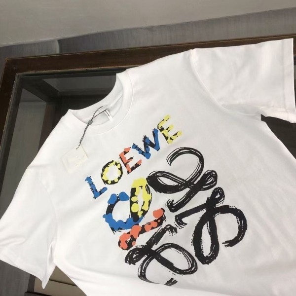 LOEWE ロエベハイブランド半袖tシャツ男女兼用ブランドペア揃いtシャツ高品質Tシャツカットソーペアカップル大人の上質Tシャツ S-5XL