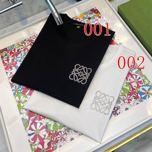 LOEWE ロエベブランド黒白tシャツオーバーサイズブランドtシャツ高品質20代 30代40代tシャツ 激安パロディtシャツ ユニセック ブランドM-4XL