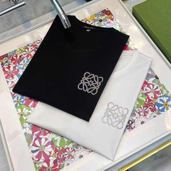 LOEWE ロエベブランド黒白tシャツオーバーサイズブランドtシャツ高品質20代 30代40代tシャツ 激安パロディtシャツ ユニセック ブランドM-4XL