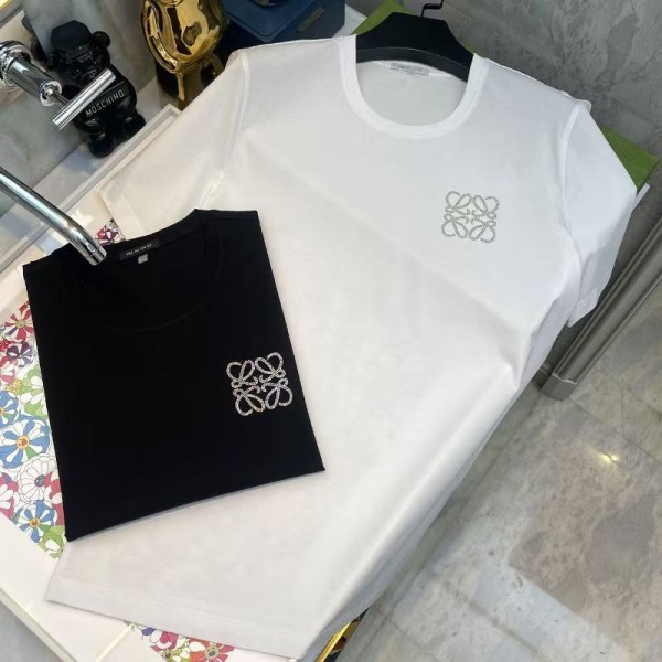 LOEWE ロエベブランド黒白tシャツオーバーサイズブランドtシャツ高品質20代 30代40代tシャツ 激安パロディtシャツ ユニセック ブランドM-4XL