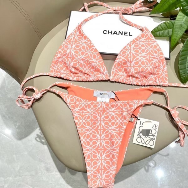 LOEWE ロエベハイブランド水着 ビキニ レディース 2点セット セクシー 三角 ビキニセット S-XL ハイレグ パッド入り キュート 無地 盛れる セパレーツ 海水浴 水泳 温泉 砂浜 女性用水着 フリーサイズ