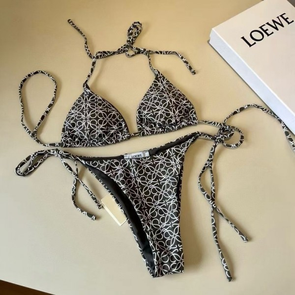 LOEWE ロエベハイブランド水着 ビキニ レディース 2点セット セクシー 三角 ビキニセット S-XL ハイレグ パッド入り キュート 無地 盛れる セパレーツ 海水浴 水泳 温泉 砂浜 女性用水着 フリーサイズ