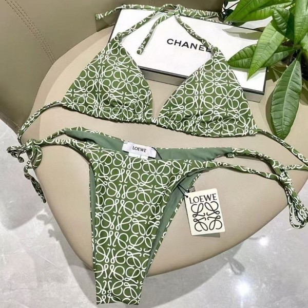 LOEWE ロエベハイブランド水着 ビキニ レディース 2点セット セクシー 三角 ビキニセット S-XL ハイレグ パッド入り キュート 無地 盛れる セパレーツ 海水浴 水泳 温泉 砂浜 女性用水着 フリーサイズ