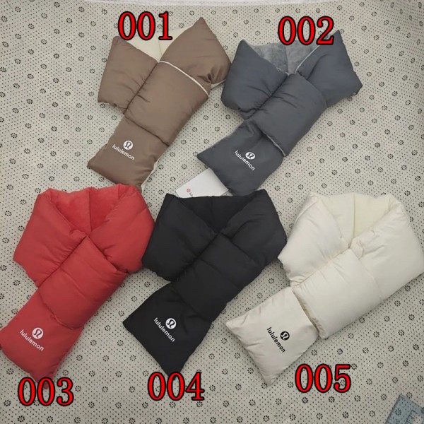 lululemon /ルルレモンハイブランドダウン風マフラー 高級 メンズ 防寒 ネックウォーマー 無地 シンプル メンズ レディース キッズ 男女兼用 秋冬 ポケッタブル マフラー おしゃれ 防水 フリース