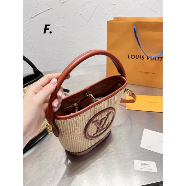 ルイヴィトン バック ショルダーバッグ バケットバッグ ブランド LV かごバッグ 上品 編み バッグ ハンドバック 2wayバッグ 耐久性 革バイヤーテープ 高級感溢れ 