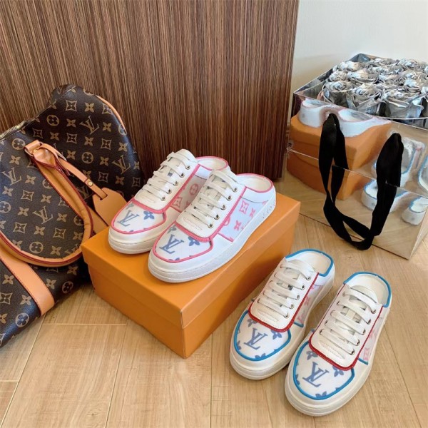 ルイヴィトン 靴 スニーカー ハイブランド louis vuitton カジュアルシューズ シンプル 流行り ファション 白 厚底 人気 履きやすい 精緻 高品質レザー 滑り止め 外出スリッパ かかとなし靴 225~260CM