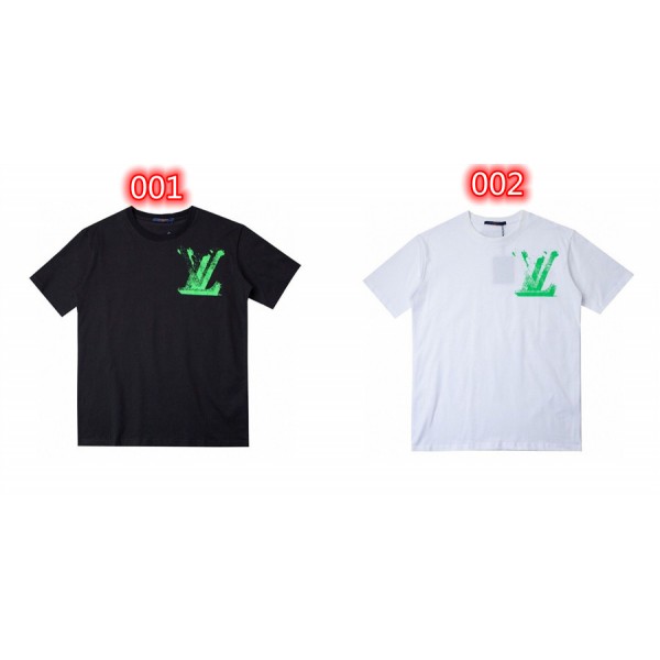 ルイヴィトン/LV ｔシャツ ロゴ カジュアル 夏 ブランド 半袖Tシャツ 丸首トップス 上着 メンズ シンプル 男女兼用 ファッション コットン 通気性 着心地よい 流行り