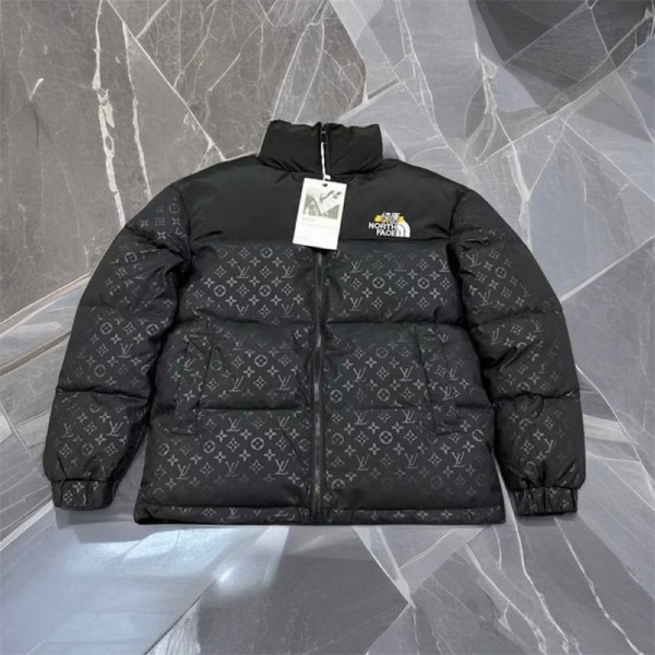 The North Face LV ルイヴィトン ザノースフェイス 中綿コート フード付きアウタージャケット 定番ロゴ 厚手 暖かい ふわふわ