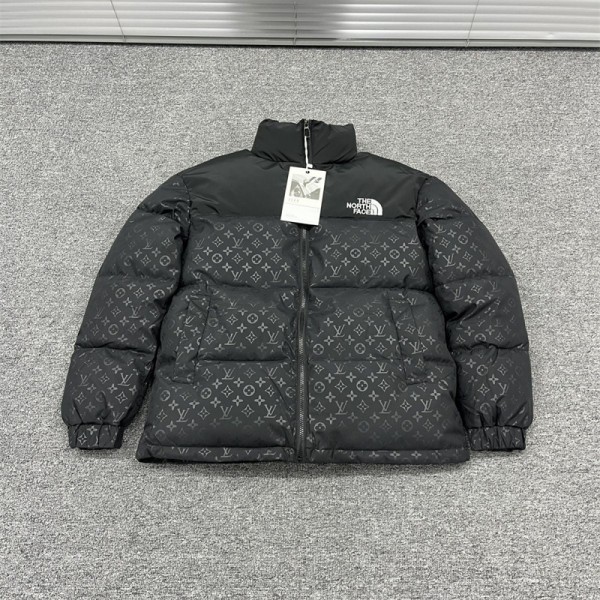 The North Face LV ルイヴィトン ザノースフェイス 中綿コート フード付きアウタージャケット 定番ロゴ 厚手 暖かい ふわふわ