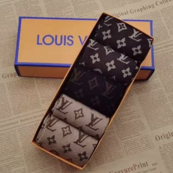 LV ルイヴィトン ブランド 靴下 ふわふわ コットン製 ５点セット ソフト 通気性よい かわいい レディース