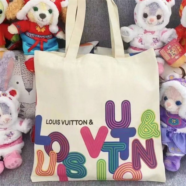 Lv ルイヴィトンハイブランドベーシックスタンダード キャンバス コットン ショルダー トートバッグ おしゃれ 厚手  たっぷり 特大容量