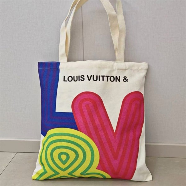 Lv ルイヴィトンハイブランドベーシックスタンダード キャンバス コットン ショルダー トートバッグ おしゃれ 厚手  たっぷり 特大容量