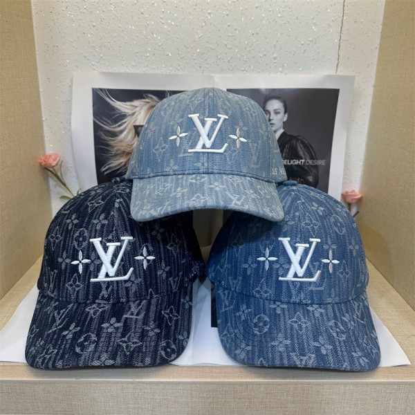 ハイブランド LV キャップ メンズ デニムキャップ 刺繍ロゴ ルイヴィトン野球帽子 大きめ ベースボールキャップ 日よけ アウトドア テニス ゴルフ ハイキング ヒップホップ 春 夏 秋冬 男女兼用