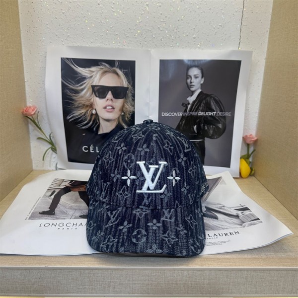 ハイブランド LV キャップ メンズ デニムキャップ 刺繍ロゴ ルイヴィトン野球帽子 大きめ ベースボールキャップ 日よけ アウトドア テニス ゴルフ ハイキング ヒップホップ 春 夏 秋冬 男女兼用