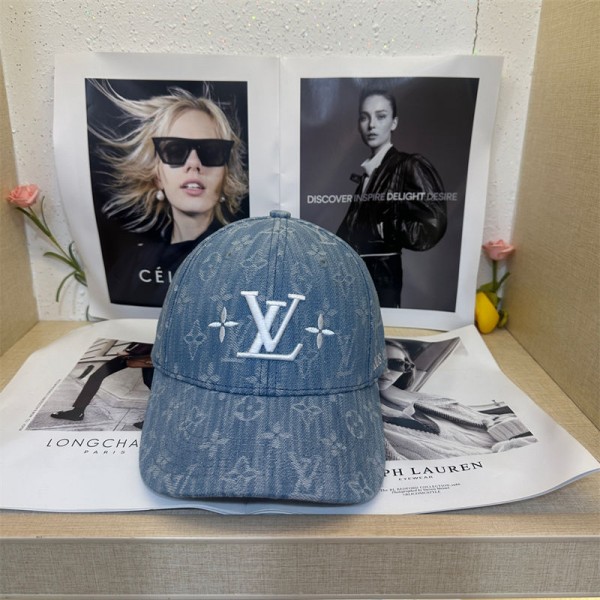 ハイブランド LV キャップ メンズ デニムキャップ 刺繍ロゴ ルイヴィトン野球帽子 大きめ ベースボールキャップ 日よけ アウトドア テニス ゴルフ ハイキング ヒップホップ 春 夏 秋冬 男女兼用