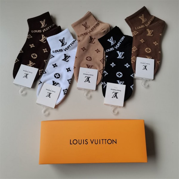 Lv ルイヴィトンハイブランド ソックス 綿製ブランド ストッキング 大人気ブランドミドルソックス 高品質上質な コットン ソックス くつした