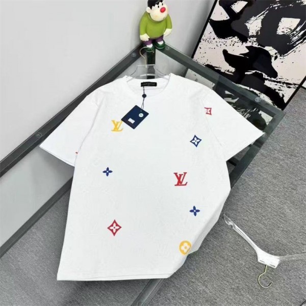 Lv ルイヴィトンブランド半袖tシャツTシャツカットソーペアカップル20代 30代40代tシャツ 激安パロディtシャツ ユニセック ブランドM - 4XL