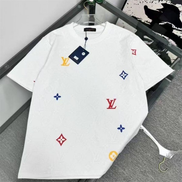 Lv ルイヴィトンブランド半袖tシャツTシャツカットソーペアカップル20代 30代40代tシャツ 激安パロディtシャツ ユニセック ブランドM - 4XL