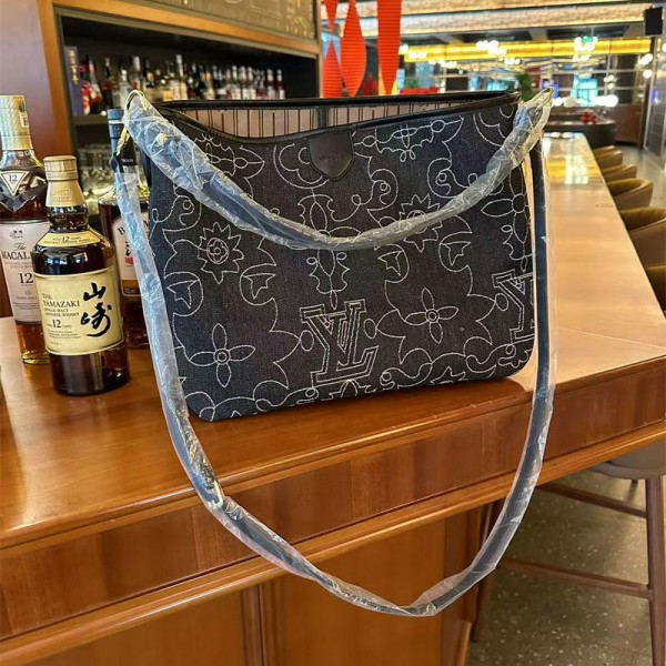 Lv ルイヴィトンブランドトートバッグ デニム ジーンズ カジュアル 買い物 通勤 通学 PCバッグ 男女兼用 エレガント キャンバス 帆布 シンプル 大容量 おしゃれ