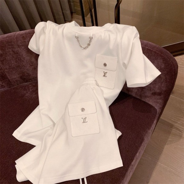 Lv ルイヴィトンブランド 夏服 メンズ セットアップ Tシャツ 半袖 上下 セット 大きいサイズ 無地 ゆったり おしゃれ 上下スウェット 服 トップス ハーフパンツ ショート パンツ アップ 快適 スポーツウェア セットアップ春夏 M - XL