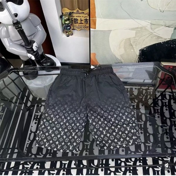 ルイヴィトン 水陸両用 ショートパンツ メンズ ブラック LV ブランド サーフパンツ トランクス ドライ UV ストレッチ M - 5XL 耐塩素 接触冷感 速乾 メッシュ 大きいサイズ 冷感 涼感 黒 水着 蒸れない