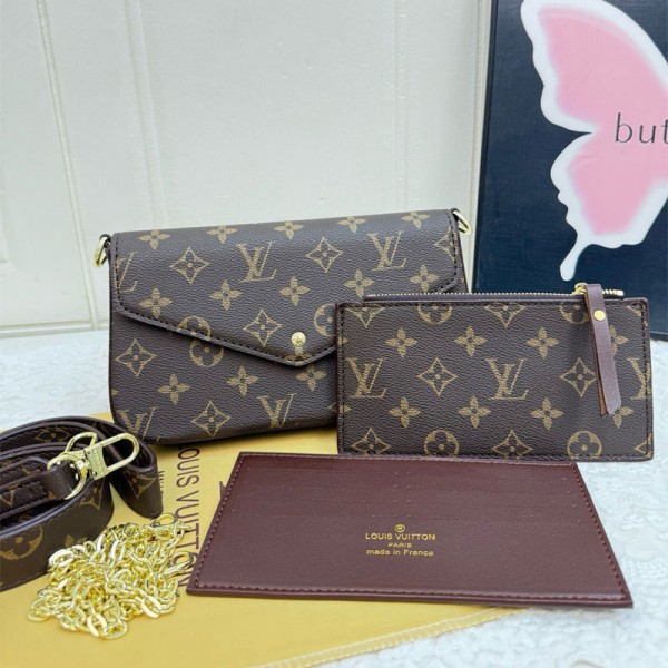 Lv ルイヴィトンハイブランド斜め掛けバッグ カードバッグ付き ハイブランドレディースチェーンバッグ ブランドカジュアルミニバッグ かわいい 高品質