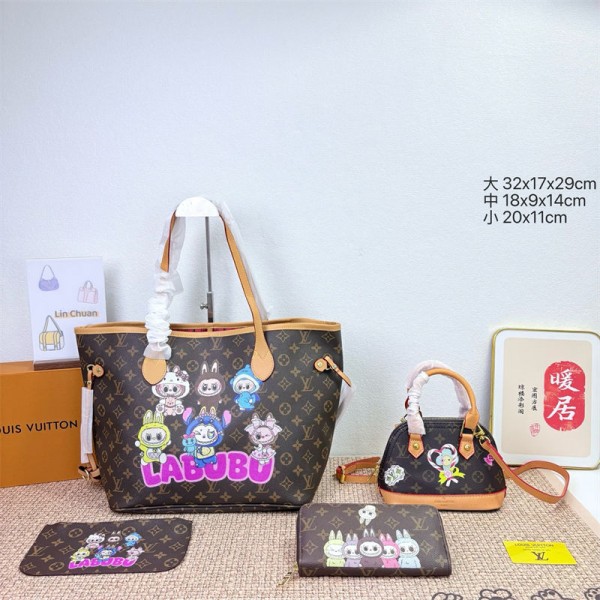 Lv ルイヴィトン肩掛けバッグブランド男女兼用ブランド手提げカバン大容量ブランドトートバッグ鞄ブランドミニバッグコーデ 3点セット