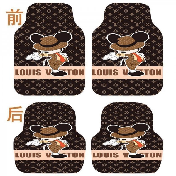 ブランドルイヴィトンカーマット ムーミン リトルミイ 車用マット 1台分4点セット LV 車のフロアマット オートアクセサリー フロアマット カー用品 4枚組 カーペットフロアマット フロント2枚 リヤ2枚 丸洗いOK ズレ防止加工 滑り止め 耐汚れ 四季通用 軽普通車