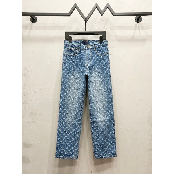 ハイブランドLV ジーパン メンズ ストレッチ ルイヴィトンデニムパンツ ジャガード 柄 メンズジーンズ スキニー ストレート ボトムス スリム カジュアル おしゃれ 大きいサイズ S¬XL