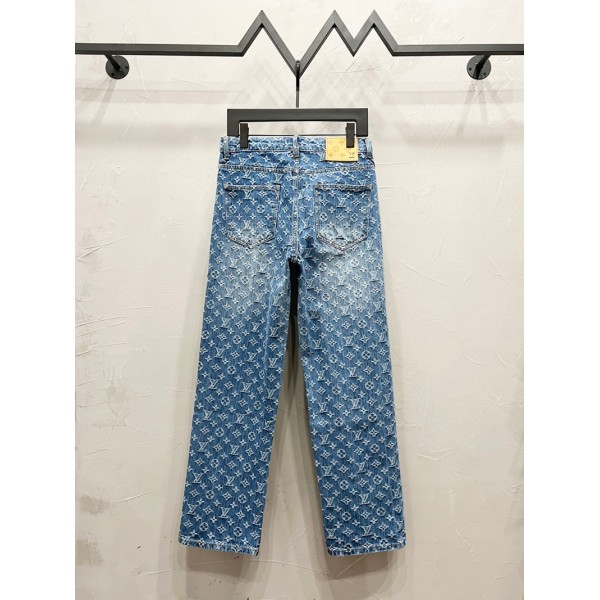 ハイブランドLV ジーパン メンズ ストレッチ ルイヴィトンデニムパンツ ジャガード 柄 メンズジーンズ スキニー ストレート ボトムス スリム カジュアル おしゃれ 大きいサイズ S¬XL