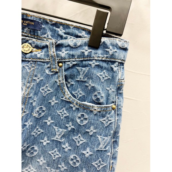 ハイブランドLV ジーパン メンズ ストレッチ ルイヴィトンデニムパンツ ジャガード 柄 メンズジーンズ スキニー ストレート ボトムス スリム カジュアル おしゃれ 大きいサイズ S¬XL