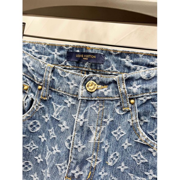 ハイブランドLV ジーパン メンズ ストレッチ ルイヴィトンデニムパンツ ジャガード 柄 メンズジーンズ スキニー ストレート ボトムス スリム カジュアル おしゃれ 大きいサイズ S¬XL
