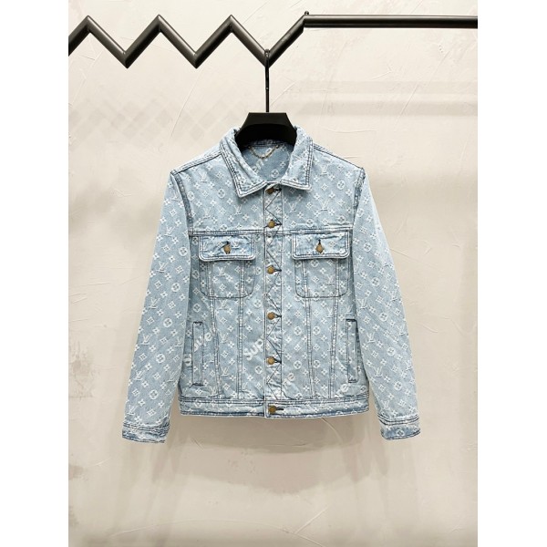 Lv ルイヴィトンブランドデニムジャケット メンズ Gジャン ジージャン ビッグシルエット 大きいサイズ ストレッチ 伸縮性 色落ち ビンテージ おしゃれ ブランド ネイビー ブルー カジュアル ユニセックス