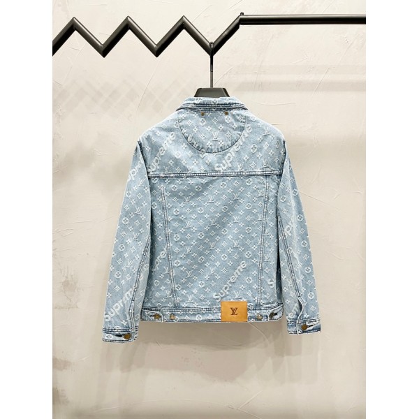 Lv ルイヴィトンブランドデニムジャケット メンズ Gジャン ジージャン ビッグシルエット 大きいサイズ ストレッチ 伸縮性 色落ち ビンテージ おしゃれ ブランド ネイビー ブルー カジュアル ユニセックス